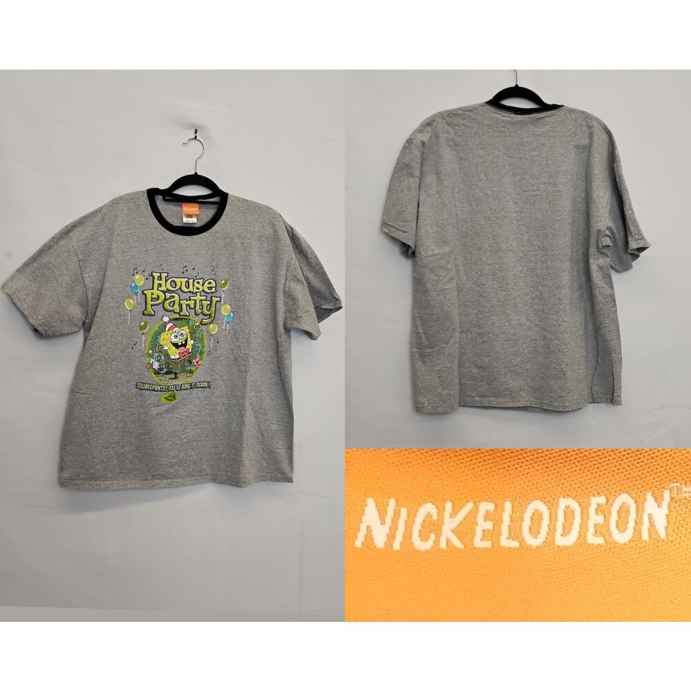 Spongebob Squarepants T-Shirt Adult XL Vintage House Party Gray Y2K #W4646